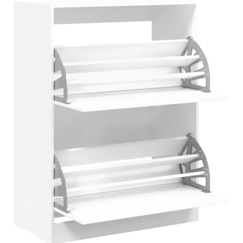 vidaXL - Schoenenkast met 2 kleppen 18 paar - Wit - Bewerkt hout - 80x42x108 cm New