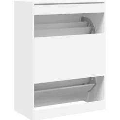 vidaXL - Schoenenkast met 2 kleppen 18 paar - Wit - Bewerkt hout - 80x42x108 cm New