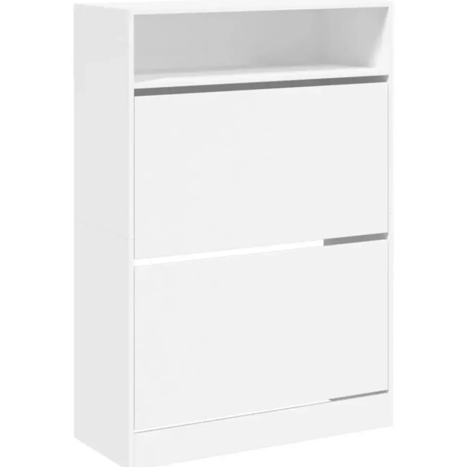 vidaXL - Schoenenkast met opbergvak en 2 kleppen 12 paar - Wit - 80x34x116 cm Clearance