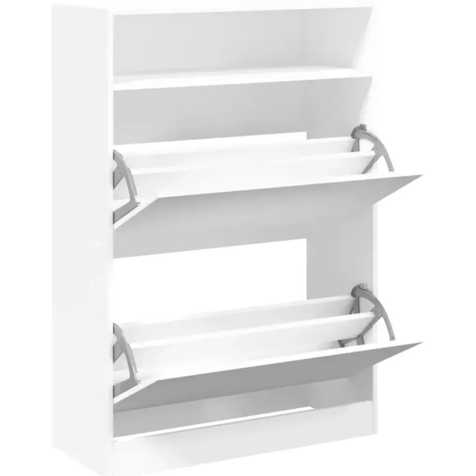 vidaXL - Schoenenkast met opbergvak en 2 kleppen 12 paar - Wit - 80x34x116 cm Clearance