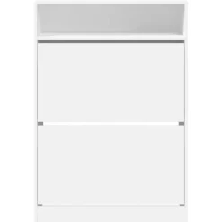 vidaXL - Schoenenkast met opbergvak en 2 kleppen 12 paar - Wit - 80x34x116 cm Clearance