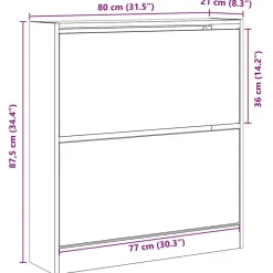 vidaXL - Schoenenkast voor entree 4 paar - Gerookt eiken - 80x21x87,5 cm Clearance