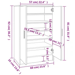 vidaXL - Schoenenrek - Bruin - Bewerkt hout - 60 x 35 x 92 cm Outlet