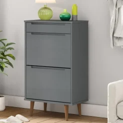 vidaXL - Schoenenrek - Grijs - Grenenhout Outlet