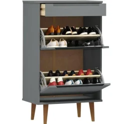 vidaXL - Schoenenrek - Grijs - Grenenhout Outlet