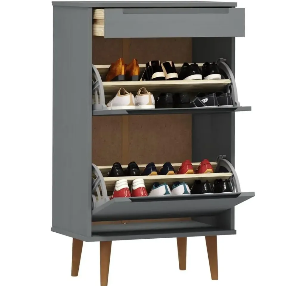 vidaXL - Schoenenrek - Grijs - Grenenhout Outlet