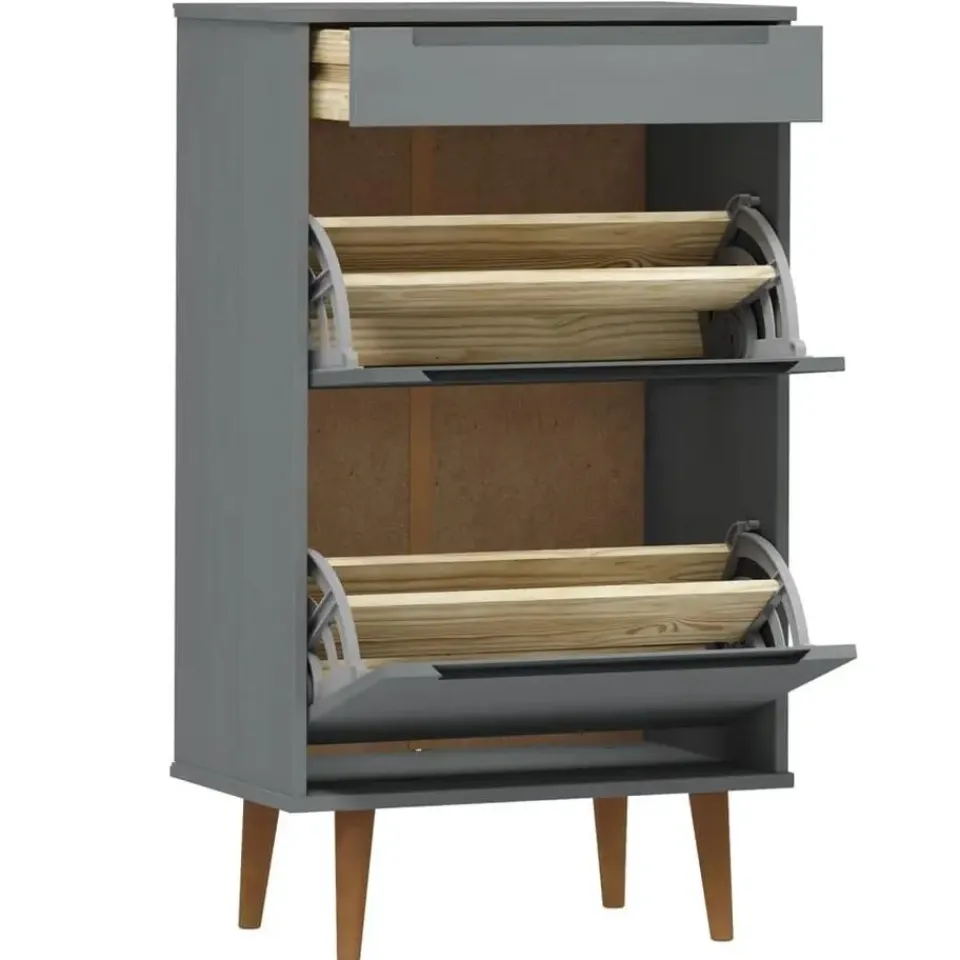 vidaXL - Schoenenrek - Grijs - Grenenhout Outlet