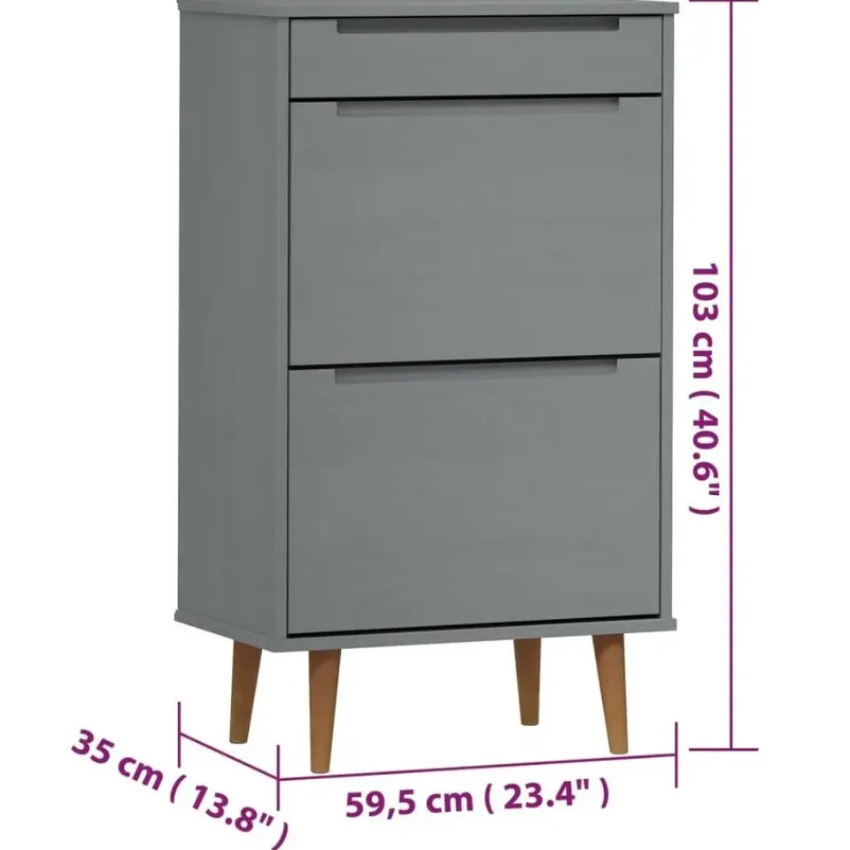 vidaXL - Schoenenrek - Grijs - Grenenhout Outlet