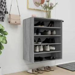 vidaXL - Schoenenrek - Grijs - Bewerkt hout - 60 x 35 x 70 cm Outlet
