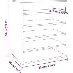 vidaXL - Schoenenrek - Grijs - Bewerkt hout - 60 x 35 x 70 cm Outlet