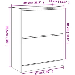 vidaXL - Schoenenrek - Wit - Bewerkt hout - 80 x 34 x 96.5 cm
