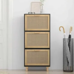 vidaXL - Schoenenrek - Zwart - Bewerkt hout New