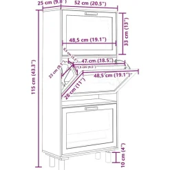 vidaXL - Schoenenrek - Zwart - Bewerkt hout New