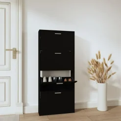 vidaXL - Schoenenrek - Zwart - Bewerkt hout Online