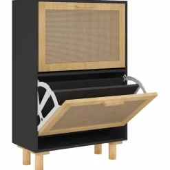 vidaXL - Schoenenrek - Zwart - Bewerkt hout Discount