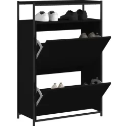 vidaXL - Schoenenrek - Zwart - Bewerkt hout Online