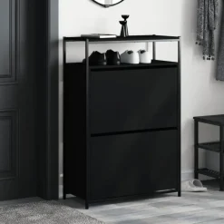 vidaXL - Schoenenrek - Zwart - Bewerkt hout Online