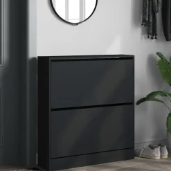 vidaXL - Schoenenrek - Zwart - Bewerkt hout - 80 x 21 x 87.5 cm Online