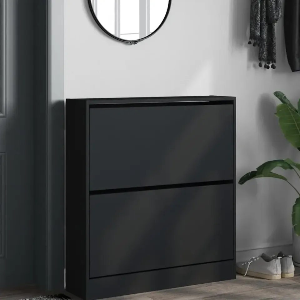 vidaXL - Schoenenrek - Zwart - Bewerkt hout - 80 x 21 x 87.5 cm Online