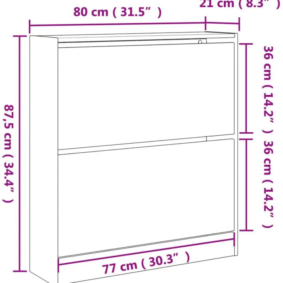 vidaXL - Schoenenrek - Zwart - Bewerkt hout - 80 x 21 x 87.5 cm Online