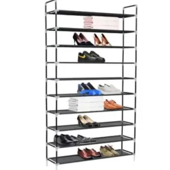 vidaXL - Schoenrek - Zwart - Stof - 100 x 29.5 x 170 cm Best