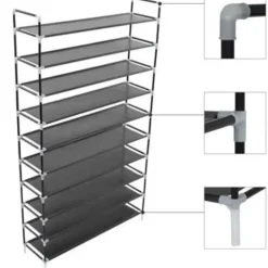 vidaXL - Schoenrek - Zwart - Stof - 100 x 29.5 x 170 cm Best