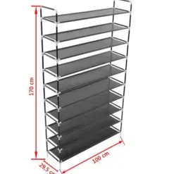 vidaXL - Schoenrek - Zwart - Stof - 100 x 29.5 x 170 cm Best