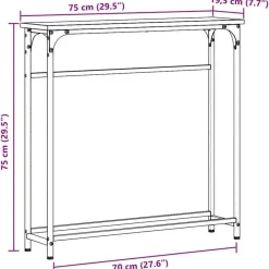 vidaXL - Sidetable - Oud hout - Gelaagd hout en metaal - 75x19.5x75 cm New