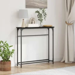 vidaXL - Sidetable - Zwart - Gelaagd hout en metaal - 75x19.5x75 cm New