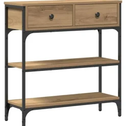 vidaXL - Sidetable met 2 lades 2 schappen - Artisanaal eiken - Hout - 72.5 cm Hot