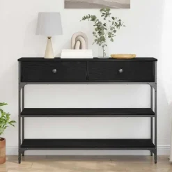 vidaXL - Sidetable met 2 lades 2 schappen - Zwart - Gelaagd hout - 100x25x75 cm Clearance