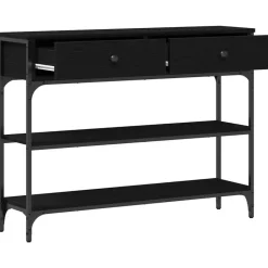 vidaXL - Sidetable met 2 lades 2 schappen - Zwart - Gelaagd hout - 100x25x75 cm Clearance