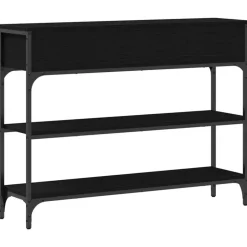 vidaXL - Sidetable met 2 lades 2 schappen - Zwart - Gelaagd hout - 100x25x75 cm Clearance