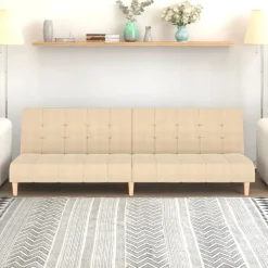 vidaXL - Slaapbank 2-zits - Crème - Stof Online