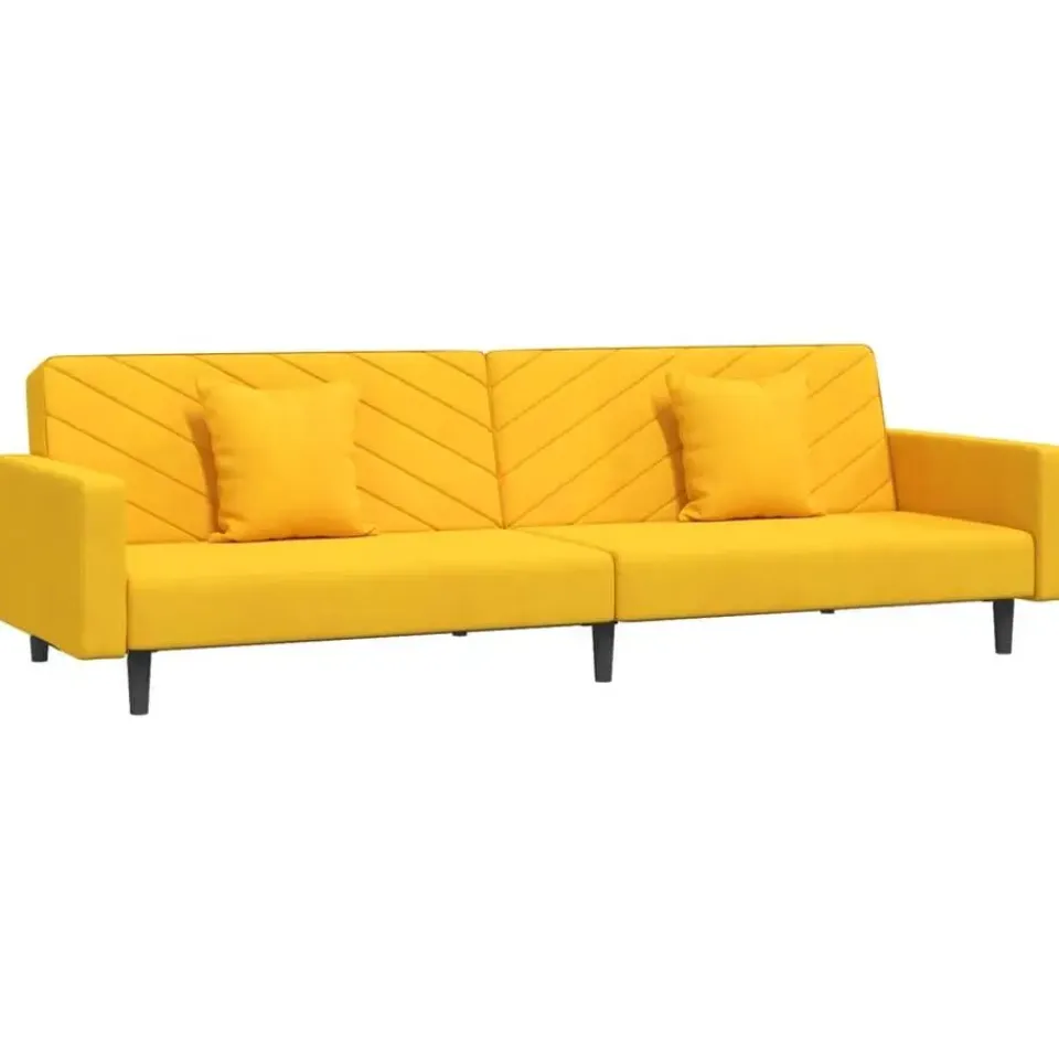 vidaXL - Slaapbank 2-zits - Geel - Fluweel - Met kussens Discount