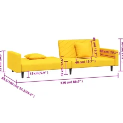 vidaXL - Slaapbank 2-zits - Geel - Fluweel - Met kussens Discount