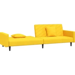 vidaXL - Slaapbank 2-zits - Geel - Fluweel - Met kussens Discount