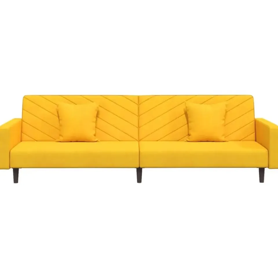 vidaXL - Slaapbank 2-zits - Geel - Fluweel - Met kussens Discount