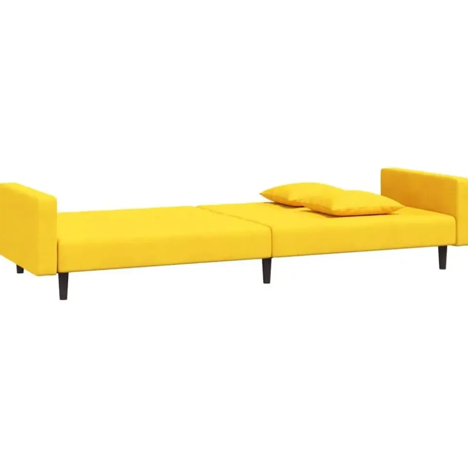 vidaXL - Slaapbank 2-zits - Geel - Fluweel - Met kussens Discount