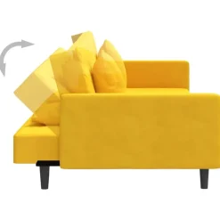 vidaXL - Slaapbank 2-zits - Geel - Fluweel - Met kussens Discount