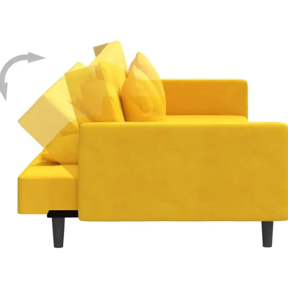 vidaXL - Slaapbank 2-zits - Geel - Fluweel - Met kussens Discount