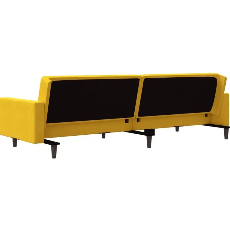 vidaXL - Slaapbank 2-zits - Geel - Fluweel - Met kussens Discount