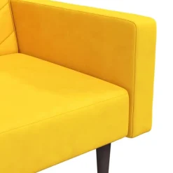 vidaXL - Slaapbank 2-zits - Geel - Fluweel - Met kussens Discount