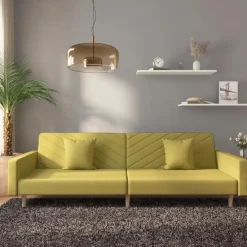 vidaXL - Slaapbank 2-zits - Groen - Stof - Met kussens Hot