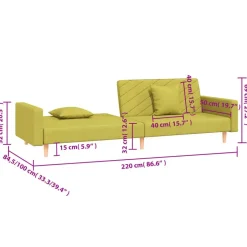 vidaXL - Slaapbank 2-zits - Groen - Stof - Met kussens Hot