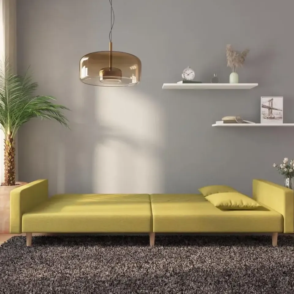 vidaXL - Slaapbank 2-zits - Groen - Stof - Met kussens Hot