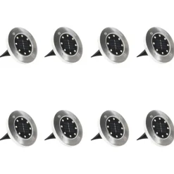 vidaXL - Solar Grondlamp - Zilver - Kunststof - 8 stuks Clearance