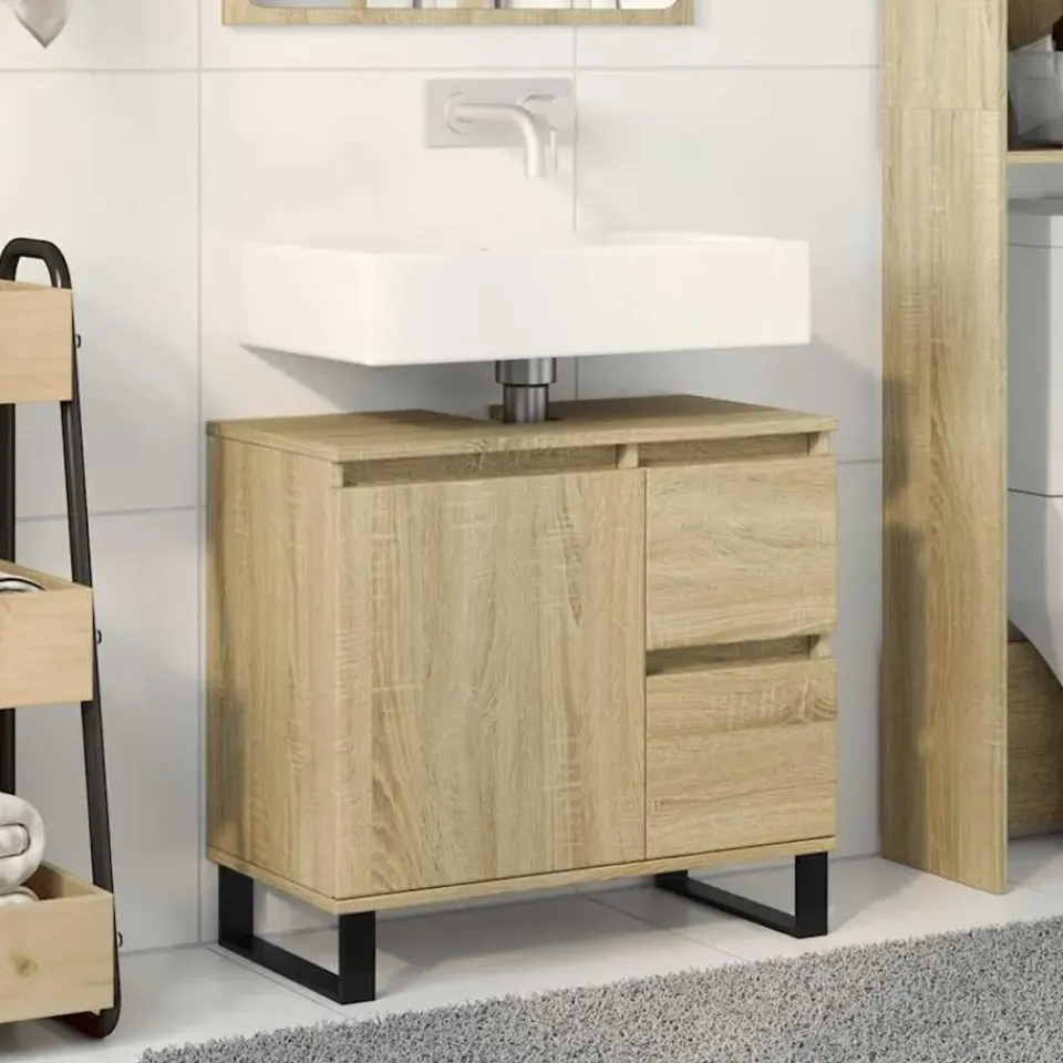 vidaXL - Sonoma eiken Wastafelonderkast met 1 deur 2 lades - 65x33x60 cm Sale