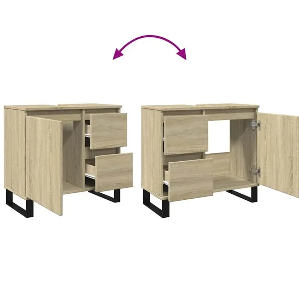 vidaXL - Sonoma eiken Wastafelonderkast met 1 deur 2 lades - 65x33x60 cm Sale