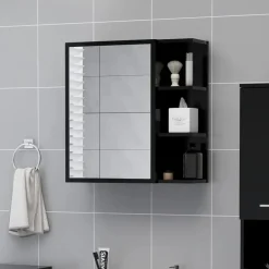 vidaXL - Spiegelkast - Zwart - Bewerkt hout Best